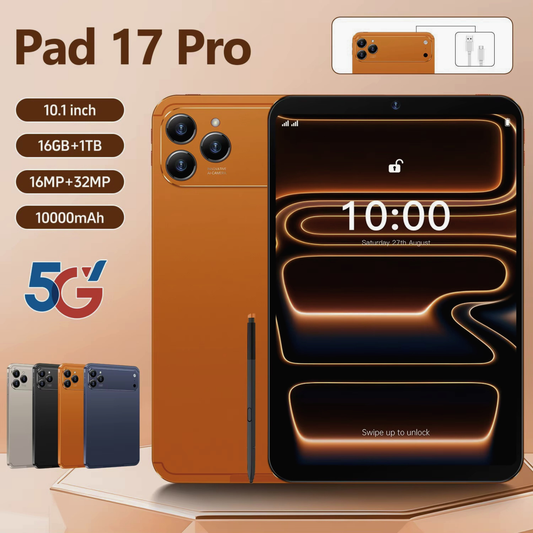 Tablette PC 5G LTE Pab 17 Pro 10,1 pouces, 16Go + 1To, Android 10.1 prise britannique (Orange) Alibluz
